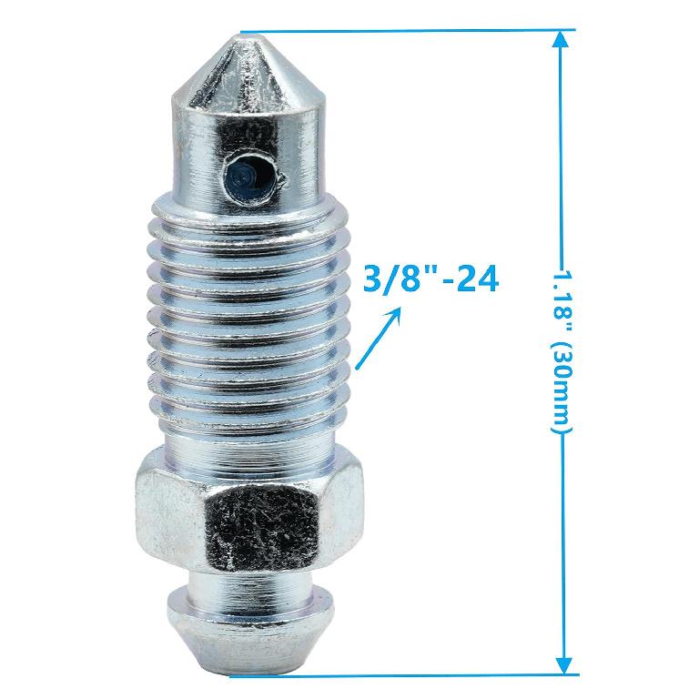 6 PCS H9402-6 Brake Bleeder Screws - Caliper Bleeder Screw With Rubber Cap, 3/8-24 X 1.18 Inch Length, Bleed Kit