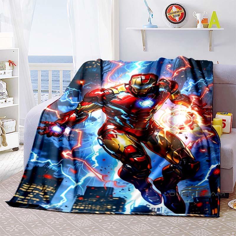 Iron Man Cartoon Comic Funny Expression Blanket, Warm Flannel Sofa Blanket, Home, Bedroom, Travel.