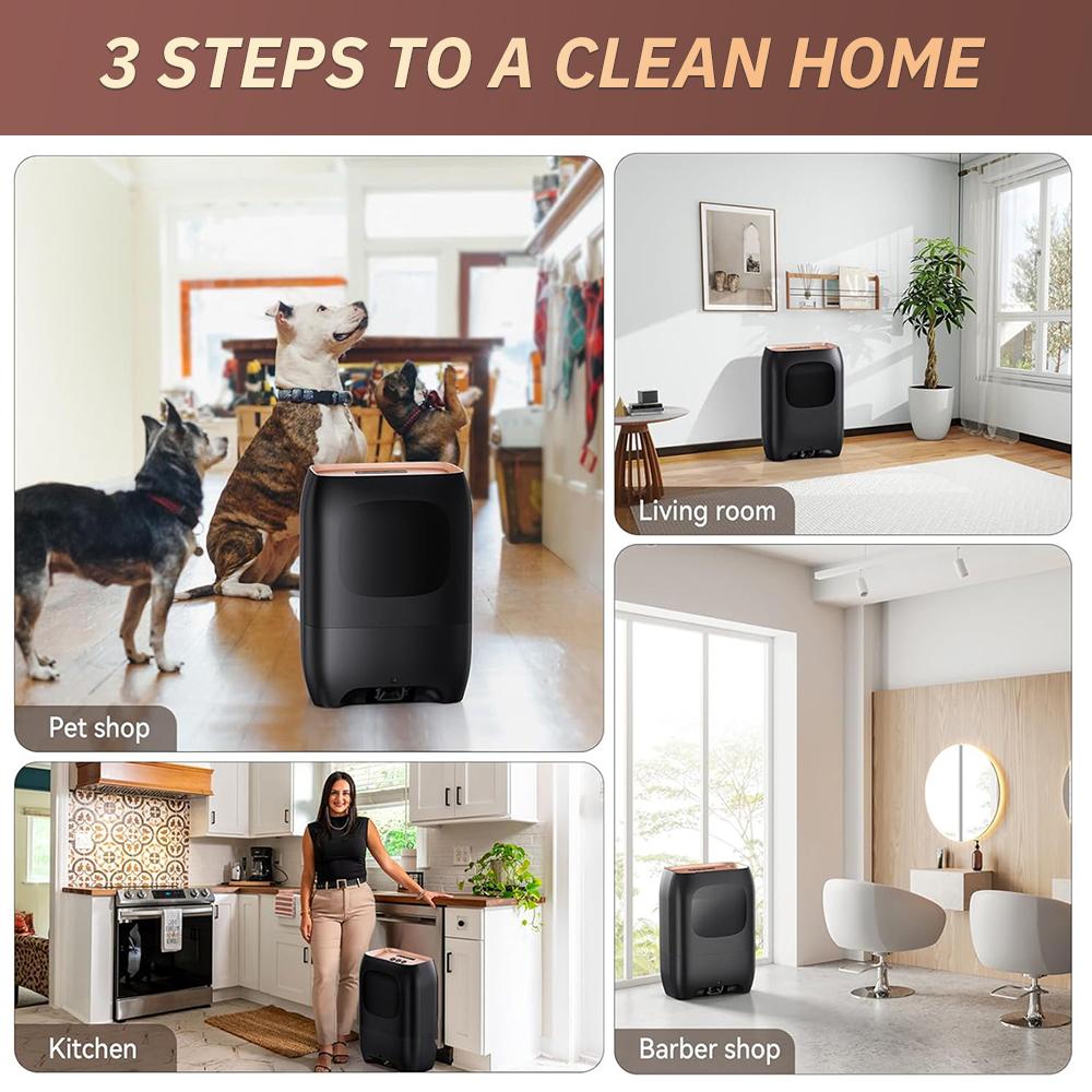 Бесконтактный пылесос Автоматический совок Пылесос Пылесборник с 4-слойным предмоторным фильтром Шерсть домашних животных Инфракрасный датчик Мусорное ведро