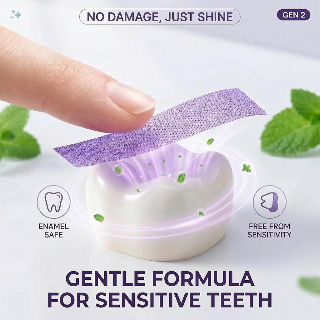 Фиолетовые полоски для отбеливания зубов: Бережное удаление зубного камня и отбеливание, для ежедневного использования, портативные и простые в использовании отбеливающие полоски.