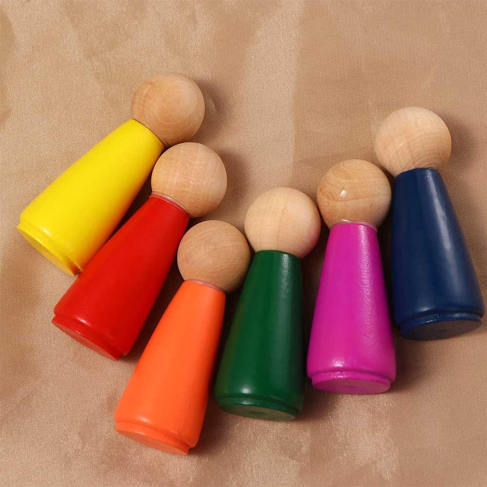Cognitive People Figures Doll Colorful Blocks Peg Dolls Building Blocks Rainbow Color Puzzles Toy