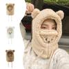 Bear Scarf Hat Women's Winter Hat Women's Fashion Windproof Warm Plush Hat