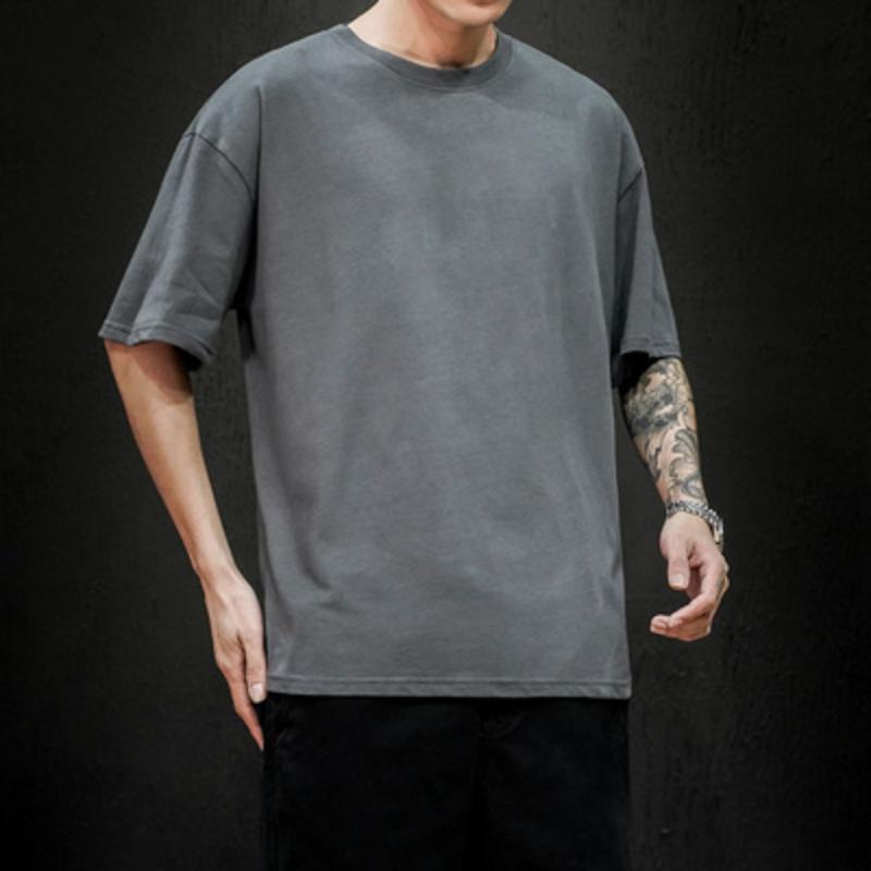 New Summer Men's T Shirt Fashion Solid T Shirt Mens Oversized Hip Hop Short Sleeve Casual Cotton Men's Streetwear Top Tees