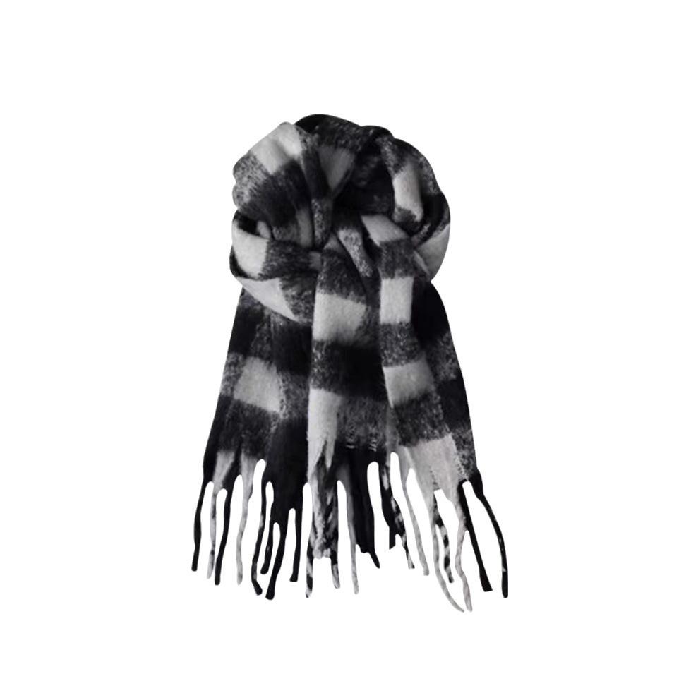 Korean-Style Plaid Cashmere-Inspired Scarf: Warm, Versatile Winter Shawl for Women