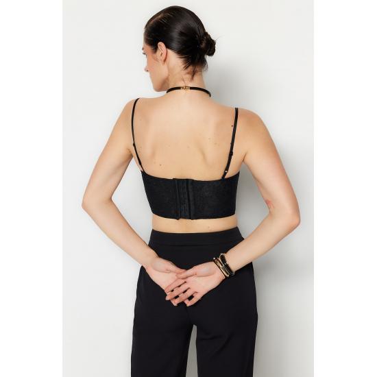 Crop Lined Corset Detailed Lace Bustier