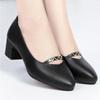 Female Fashion Red Slip On Square Heel Shoes Lady Casual Black Soft Leather Comfort Office Career Shoes Ga42