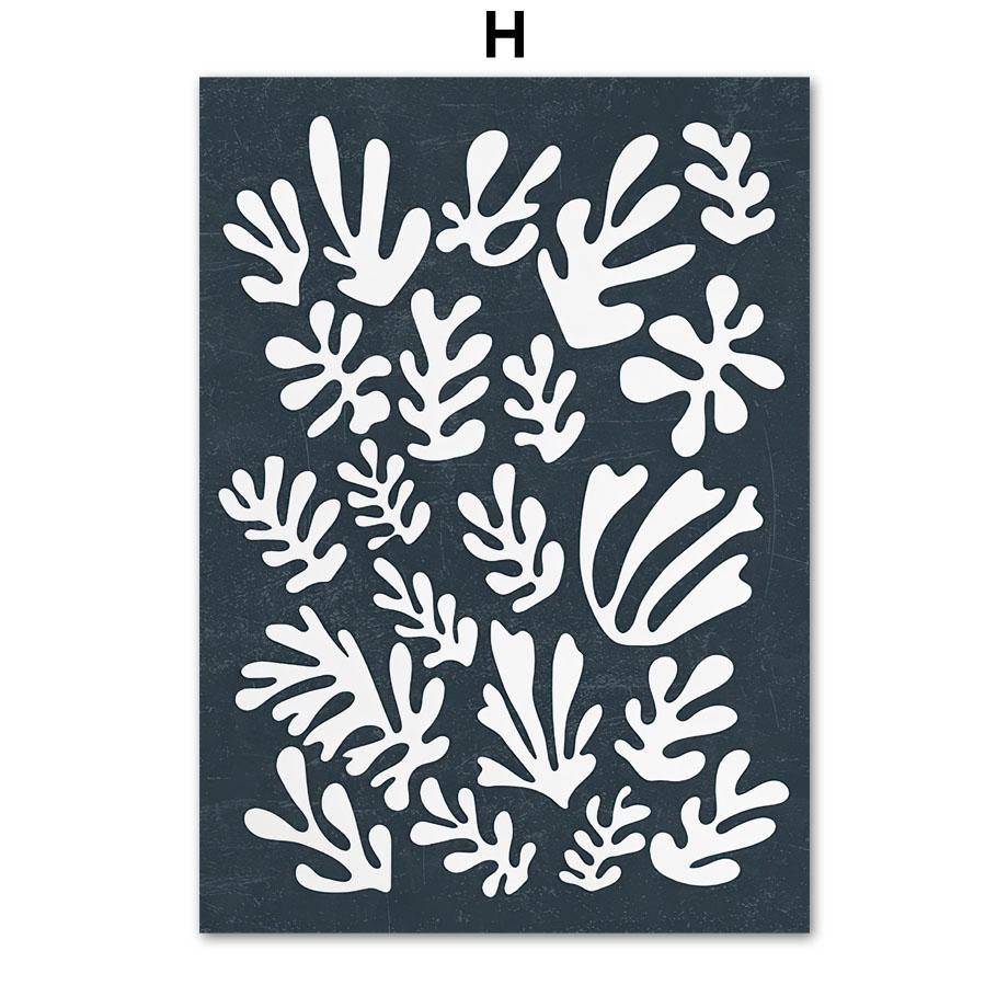 Abstract Boho Matisse Picasso Sun Moon Poster Dark Blue Wall Art Print Canvas Painting Gallery Wall Pictures Living Room Decor