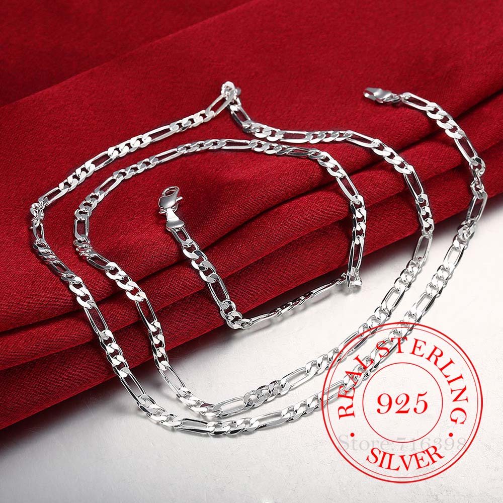 4mm Figaro Chains Wholesale Personality Fashion Unisex Party Wedding Gift 925 Sterling Silver Chain Necklace For Women Men