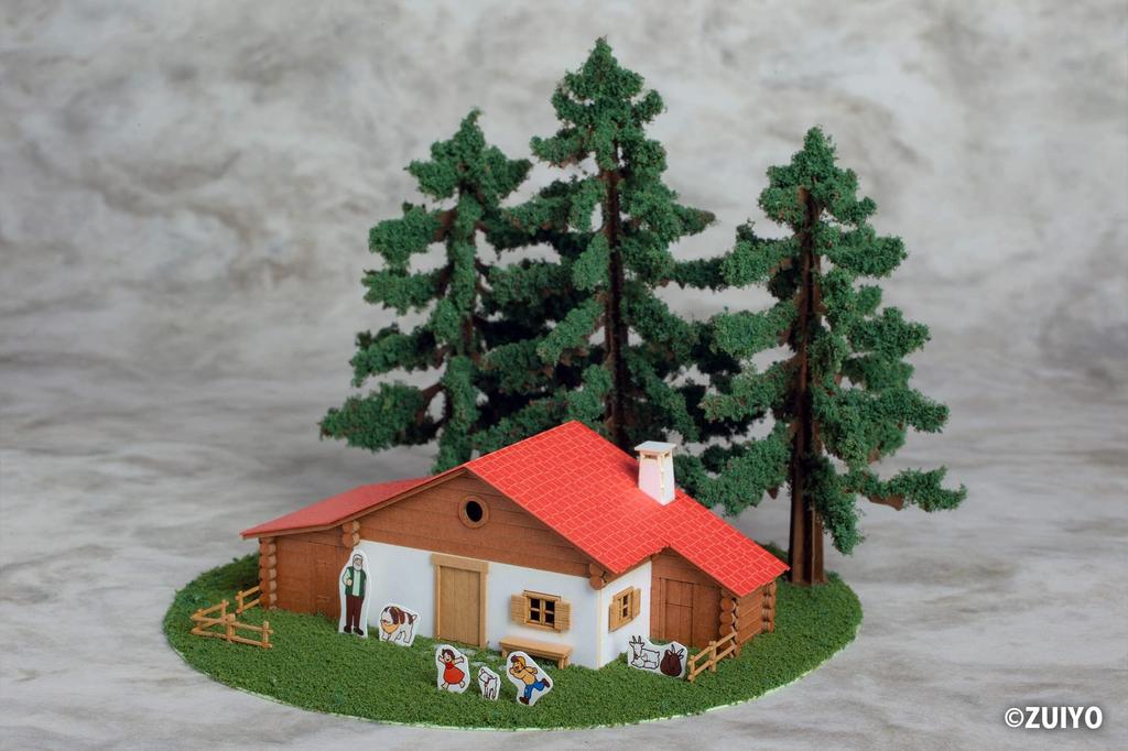 PLUM Anitecture 06 Girl of the Alps House Mountain Scale Paper Craft PP141 Heidi, Heidi's (Alm Hut) 1/150