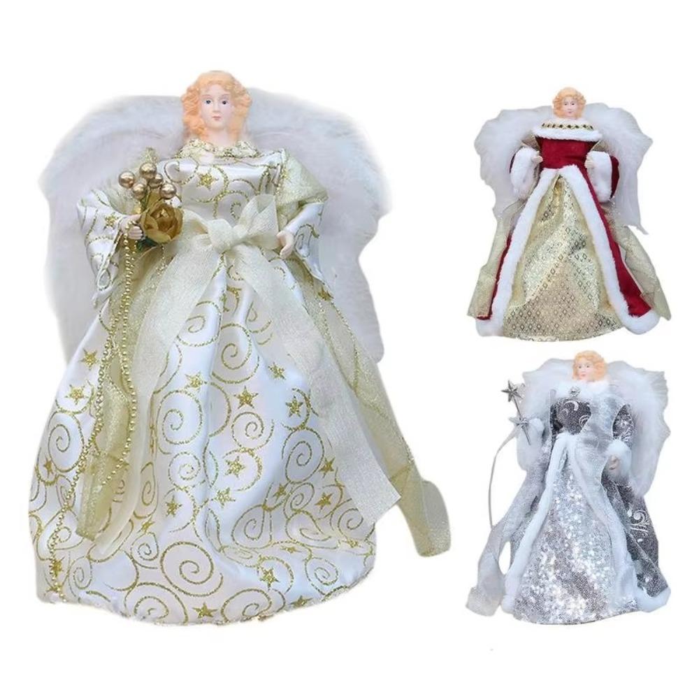 Плюшевые Крылья Верхушка для Рождественской Елки 2024 Ангел Ангел Звезда Верхушка для Елки Украшения Двор Кафе Дом