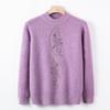 Women's Clothing, Autumn and Winter Plus Velvet Thickened Integrated Velvet Knitted Round Neck Top Mother's Clothing, Warm Sweater Clothes
