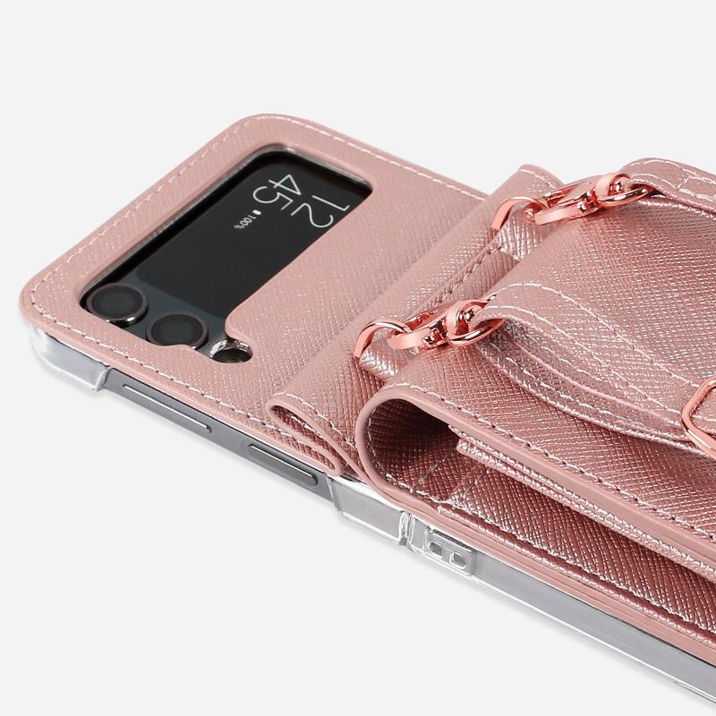 Кожаный чехол-кошелек с ремешком через плечо для Samsung Galaxy Z Flip 4 Flip3 5G Funda, роскошный кошелек-кошелёк-кошелёк, держатель для карт, чехол для телефона