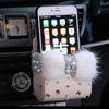 Diamond Crystal Bowknot Portable Car Vent Storage Box Bag Auto Vent Mount Holder Cosmetics Case Universal Mobile Phone Bag