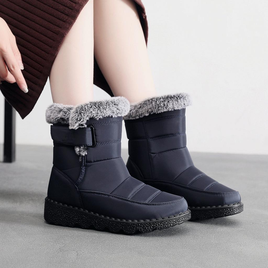 2025 Couple Cotton Shoes, Outdoor Boots, Medium High Top, Rabbit Plush, Snow Boots, Waterproof and Anti Slip Cotton Boots, Large Size