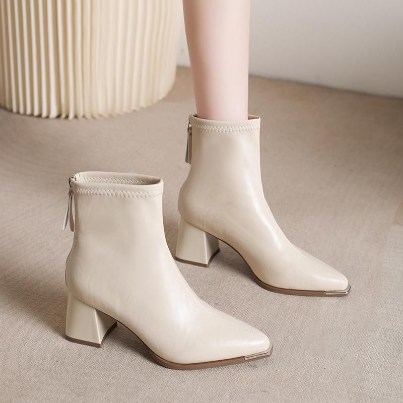 Winter Pointed Sexy/Comfortable Zipper Square Heel Casual Knight Boots Fashionable New Elegant Banquet High-Heeled Women'S Boots