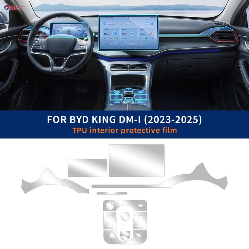 Защитная пленка PPF для BYD KING DM-i 2025 2024 Аксессуары для интерьера Прозрачная TPU пленка на панель переключения передач, центральную консоль GPS