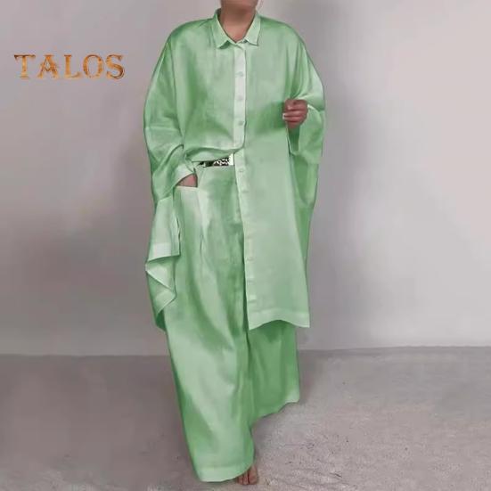 2 шт./компл., осенне-весенняя женская рубашка и брюки, комплект, блузка на пуговицах с длинными рукавами и лацканами с нагрудным карманом, эластичные брюки на талии, OL для поездок на работу, спорт