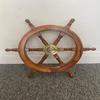 61 Cm Nautical Wooden Ship Steering Wheel Decor Wood With Brass