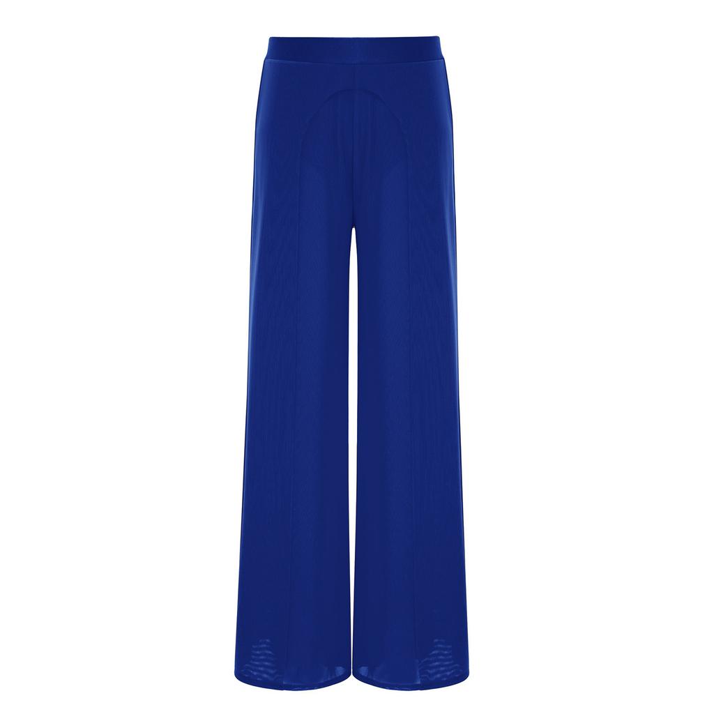 Girls Competition Dance Pants: Elastic Waistband Wide-Leg Mesh with Built-In Briefs for Lyrical Performance