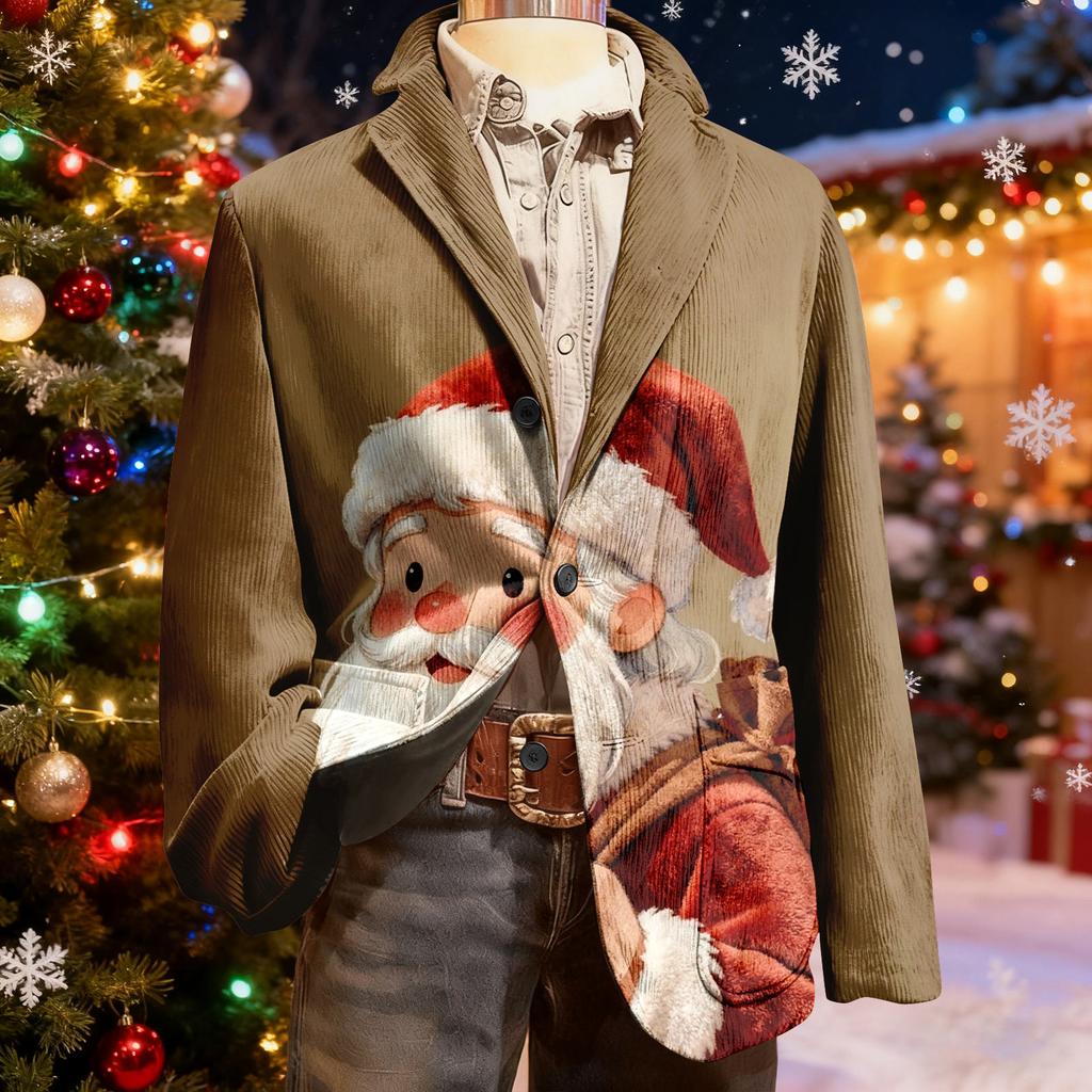 Мужской уродливый рождественский вельветовый теплый карманный пиджак-кардиган, мужской повседневный костюм