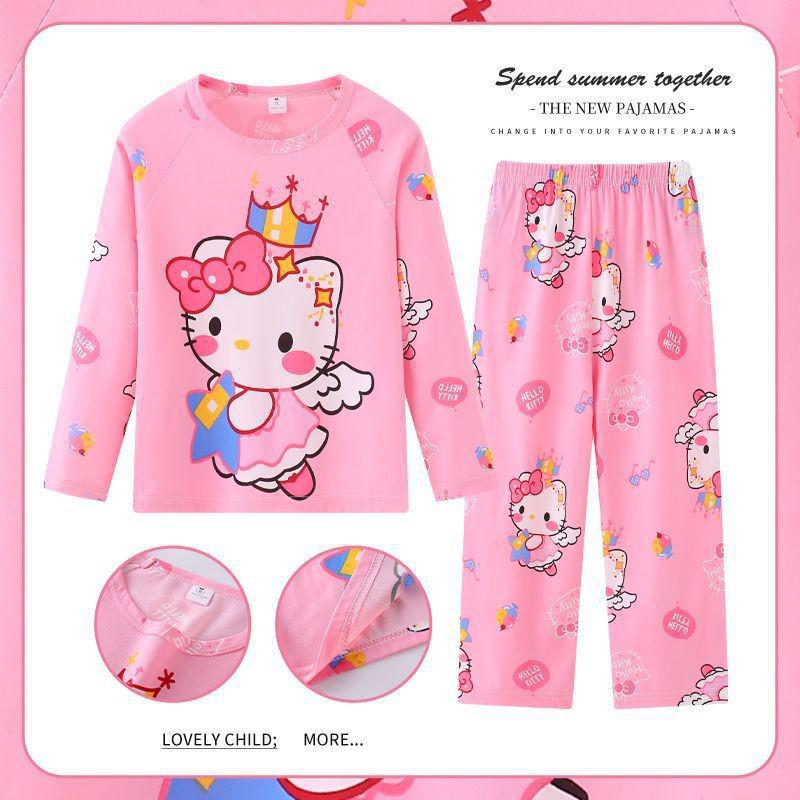 Southeast Asia Kids' Demon Slayer Pajamas: Long Sleeve & Pants Set for Girls