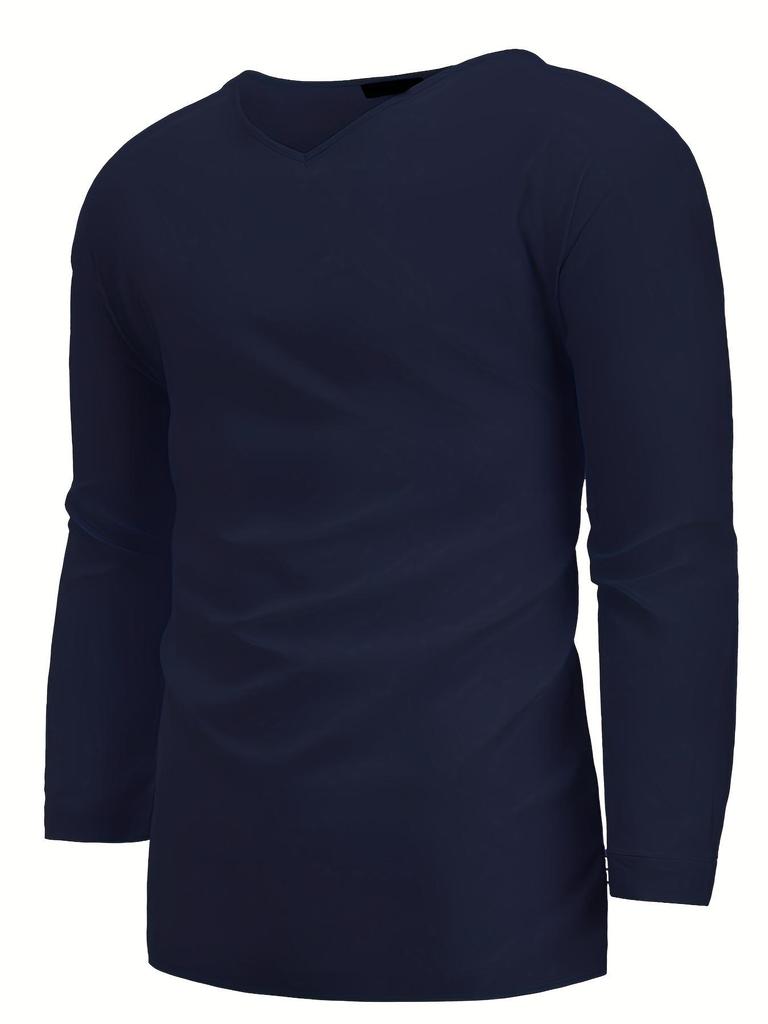 Мужская весенняя 2024 года повседневная рубашка с V-образным вырезом и длинным рукавом из льна и хлопка