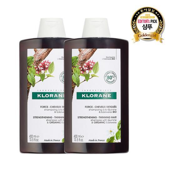 Klorane Quinine Edelweiss Shampoo Double Plan (400ml+400ml) (Scalp Vitality & Hair Strengthening)