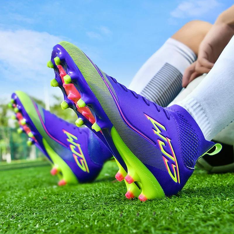 New Men Soccer Shoes Training Sneakers Long Spikes Cleats Match Futsal Breathable Drop Shipping Football Boots Ultralight Indoor