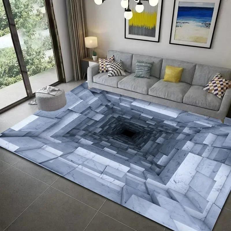 Teenager 3D Effect Vortex Illusion Carpet Entrance Living Room Bedroom Rug Geometric Optical Doormat Illusion Home Decor Mat