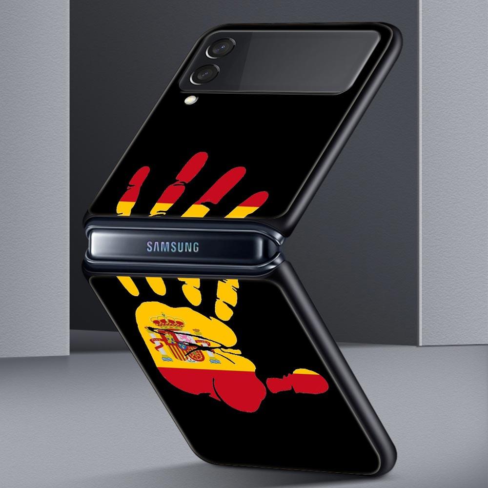 Чехол для телефона Samsung Galaxy Z Flip 3 4 5 6 7 Складной Черный корпус Для Samsung Z Flip4 Flip5 ПК Жесткая крышка Флаг Испании