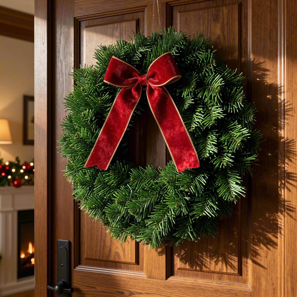 Green PE Creative Christmas Wreath for Door and Window Holiday Decorations