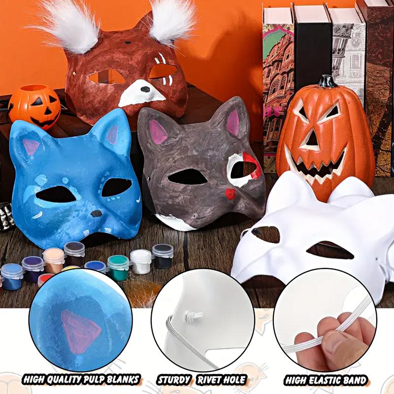 1 комплект полуфабрикатов для фестиваля, набор масок «сделай сам», пустая маска, бумажная маска, маска лисы и кошки, 8 цветов