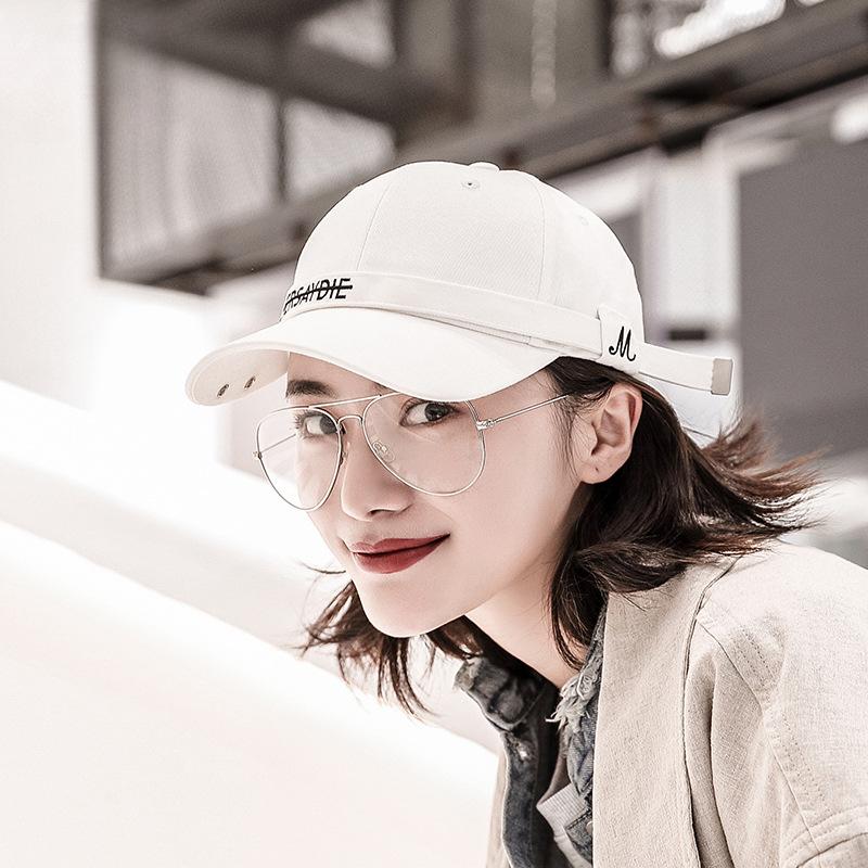 Long Letter Embroidered Baseball Cap for Women Hard Top Curved Brim Hat Korean Style Solid Color Peaked Hat Trendy Sun Protection Hat