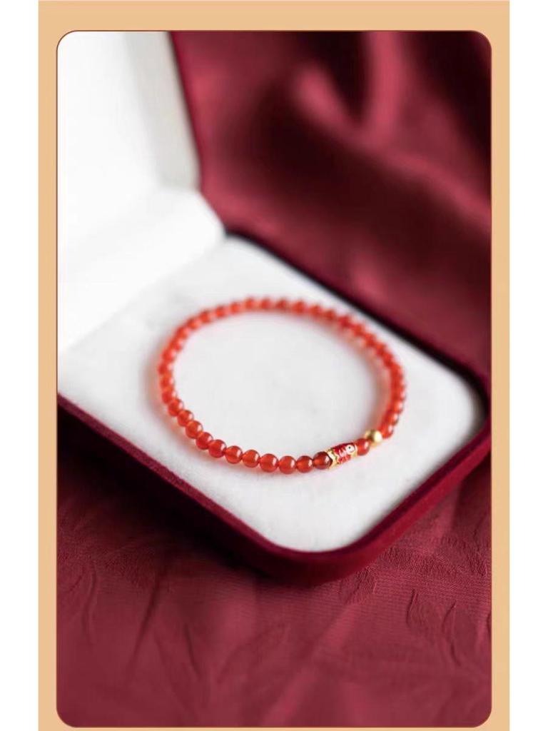 Элегантный браслет из красного агата 6А с красными хрустальными бусинами в виде карпов кои - модный стиль красного шнурка для девушек
