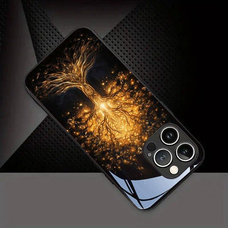 Черный Чехол из Закаленного Стекла Jinhui Life Дерево Жизни для Samsung Galaxy S25 S24 S23 Ultra Plus FE Ударопрочный Чехол