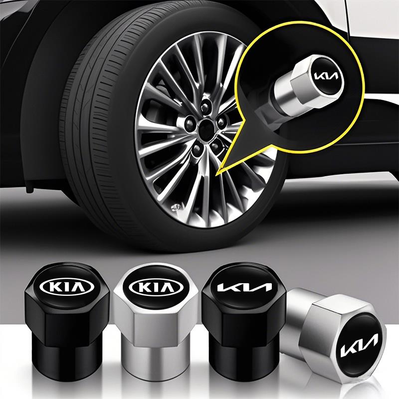 AANG1 4Pcs Aluminum Alloy Car Tire Valve Cap Auto Wheel Accessories For KIA EV6 Stinger RIO Sorento Picanto Ceed Borrego Syros K4 K5