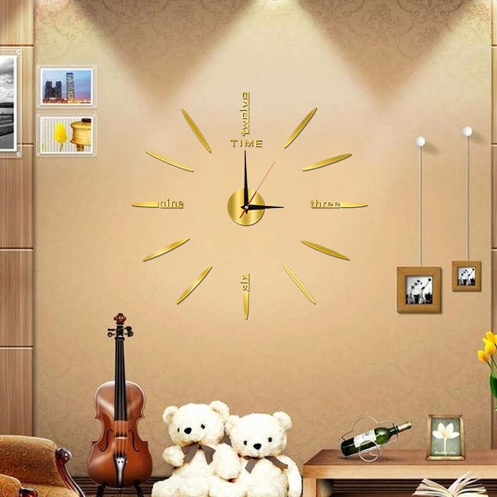 Frameless DIY Wall Clock Acrylic Mirror Wall Clock Decor Sticker Digital Clock Home DIY Clock Kit 40cm
