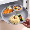 Круглая разделенная салатная тарелка со столовыми приборами, безопасная для микроволновой печи, обеденная тарелка с 3 отделениями, пластиковая обеденная тарелка, кухонная столовая посуда