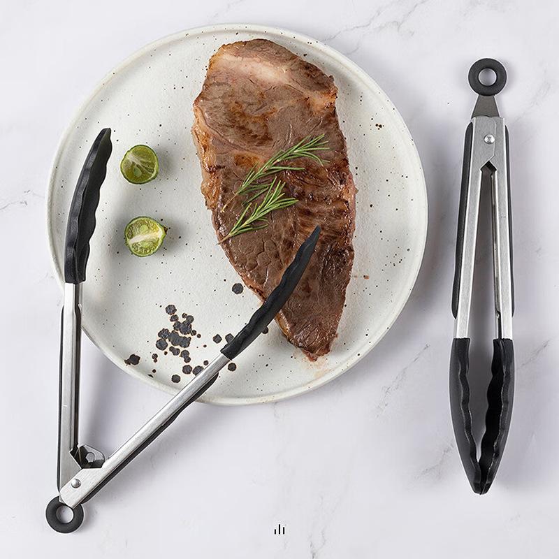 Silicone Nylon Stainless Steel Kitchen Tongs Barbecue Salad Food Clip Fruit Tongs Cooking Food Serving Tongs Kitchen Tools