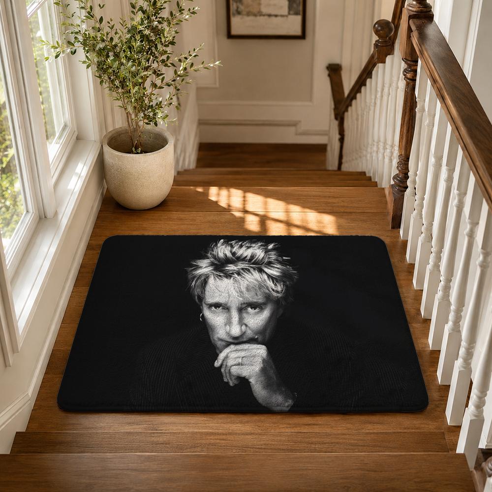 Rod S-Stewart Floor Mat Flannel Rug Non Slip Absorbent Soft Washable For Entryway Hallway Bathroom Kitchen Decor