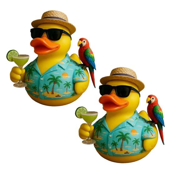 Tropical Jimmy Buffett Parrot Duck Ornament Island Vibes Decor Colorful