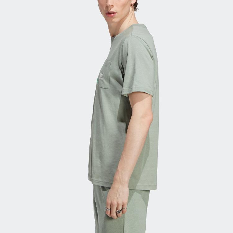 Adidas Originals Essentials+ Made With Hemp Tee With Solid Color Logo Men Tops Silver-Gray-Green HR2955