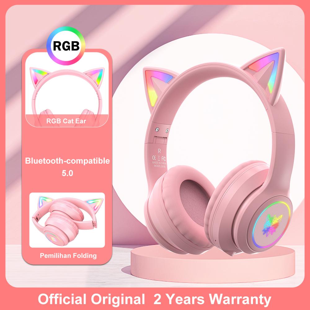 B90 Bluetooth-совместимая гарнитура 5.0 для геймеров с RGB-подсветкой Cat Ear Складная конструкция Беспроводные наушники-гарнитура для игр на ПК