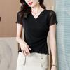 Women's Mesh Ice Silk V-Neck Short Sleeve Tee - Slimming Chic Summer Top