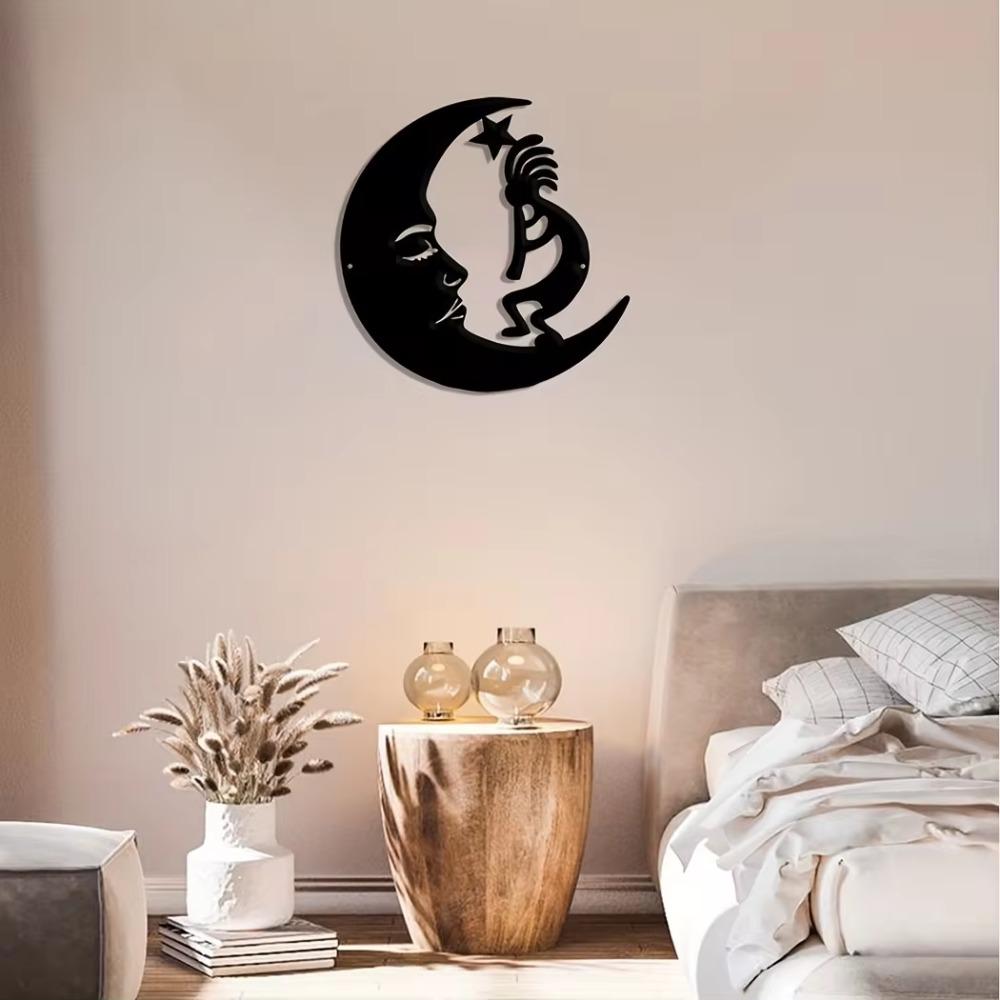 Металлическое настенное искусство Moon & Kokopelli Steel Sign, современный наружный декор, стильное стальное настенное искусство для современных пространств