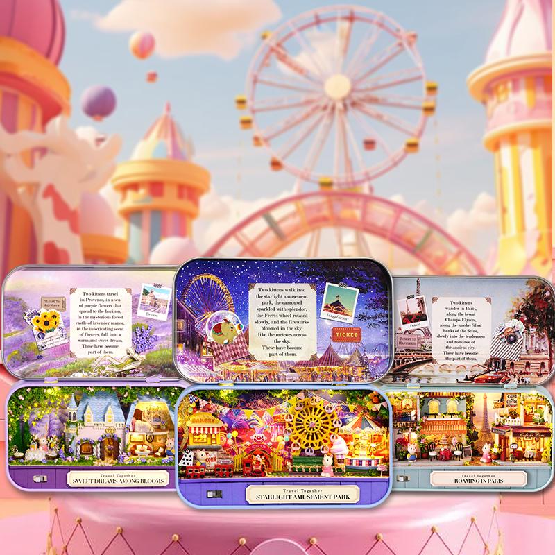 Box Theater Wooden Mini Doll House Box Cute 3D Puzzle Assemble Model Making Room Toys Bedroom Decorations With Furniture Gifts