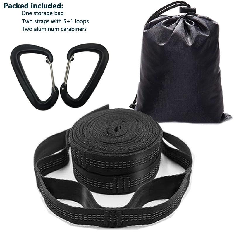 Outdoor Hammock Straps with 12 Adjustable Loops and Ultra-length Outdoor Hammock Straps and Belts with 7075 Alloy Aluminum