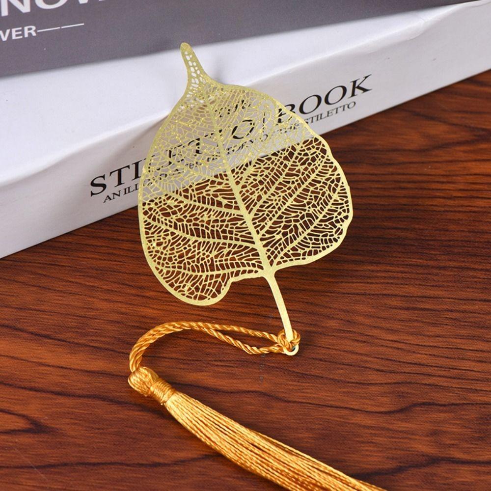 Tassels Metal Bookmark Lotus Flower Book Clip Hollowed Out Bookmark School Office Supplies