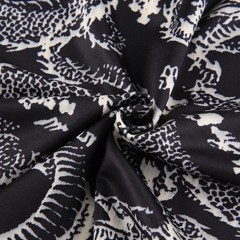 Модные трендовые женские стильные укороченные топы с принтом дракона, тонкая футболка с длинным рукавом и высоким воротником, узкие футболки на весну и осень