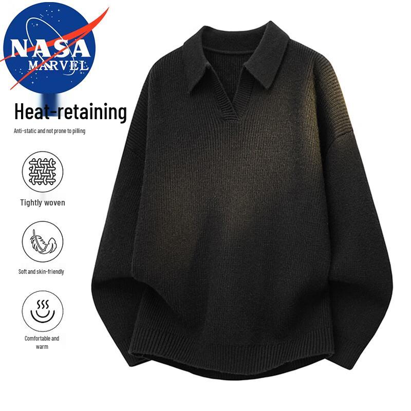 NASA MARVEL Men's Lapel Pullover Knit Sweater